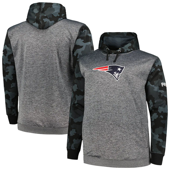 Men's New England Patriots Heather Charcoal Big & Tall Camo Pullover Hoodie